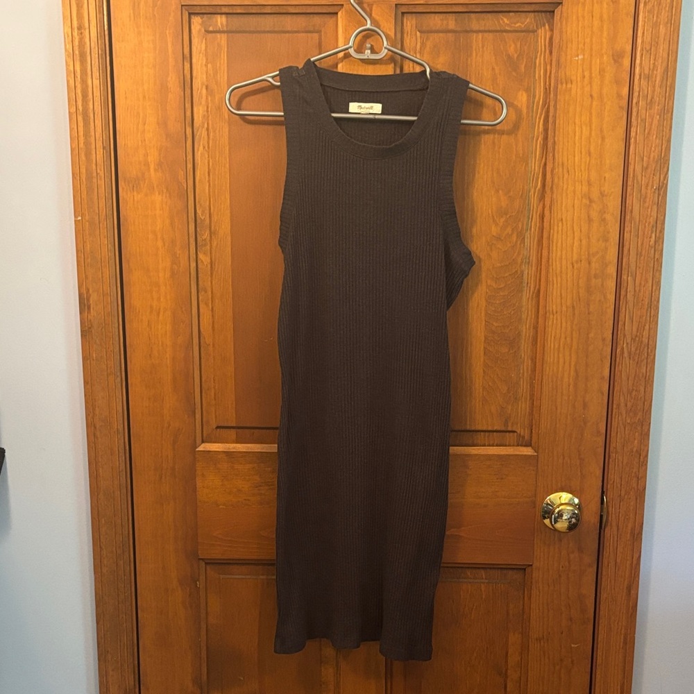 Madewell Black Ribbed Stretchy Midi Dress